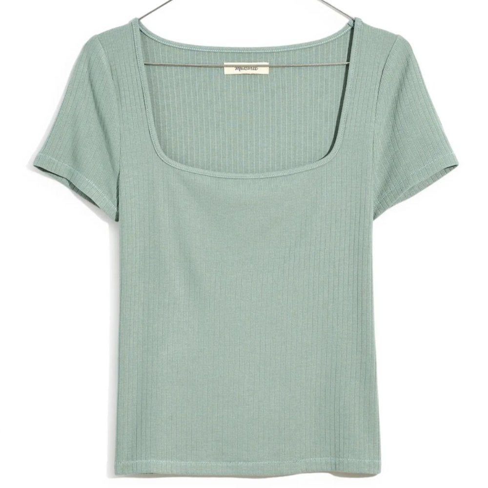 Madewell Rib Square Neck Tee in Frosted Willow